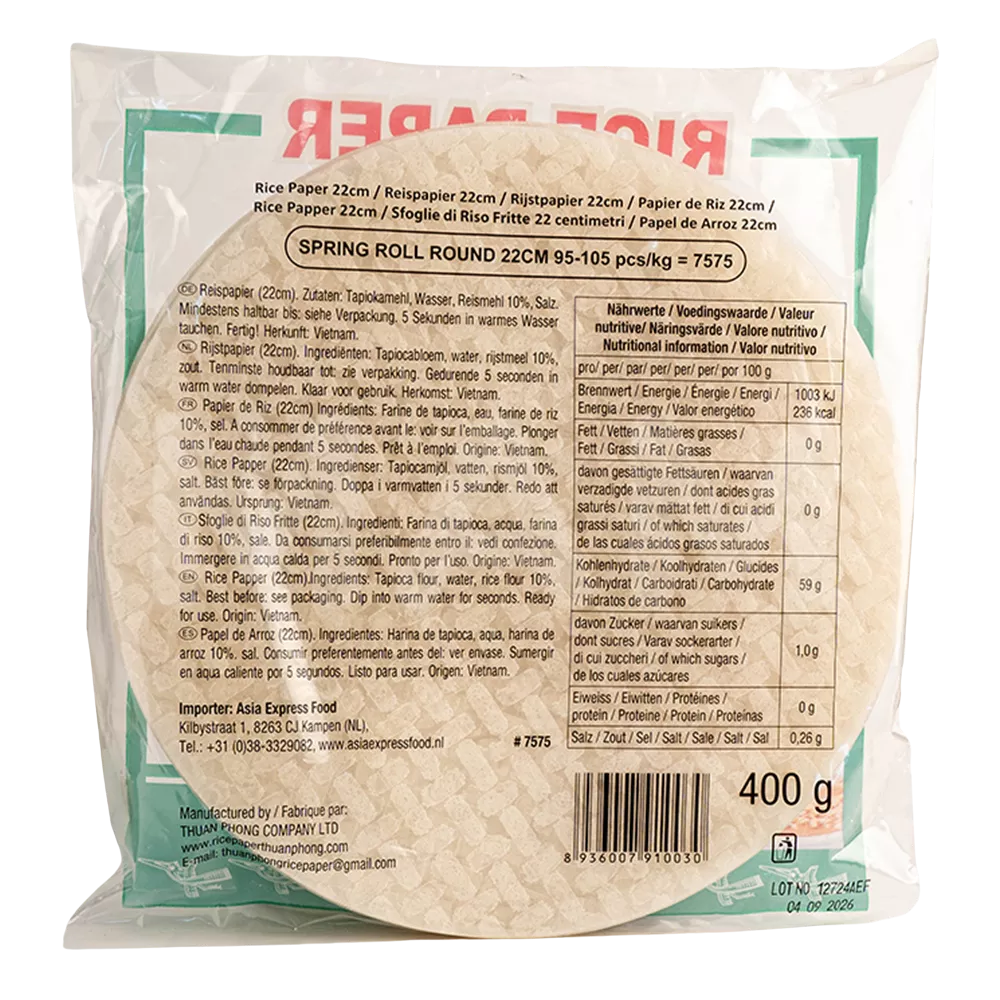 BAMBOO TREE Rice Paper 22CM, Round (Green) 400G