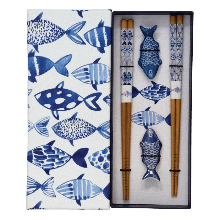 JADE TEMPLE chopsticks fish blue