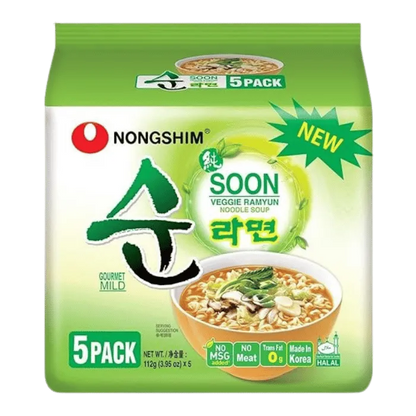 NONGSHIM Soon Veggie Ramyun Vegane Instant Nudeln 5x112g